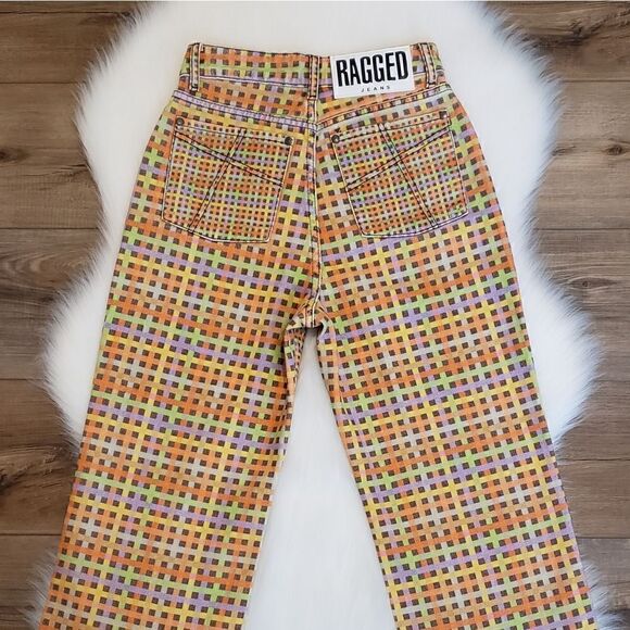 The Ragged Priest Oblivion Rainbow Plaid High Rise Straight Dad Jeans Size 24 - Picture 10 of 16